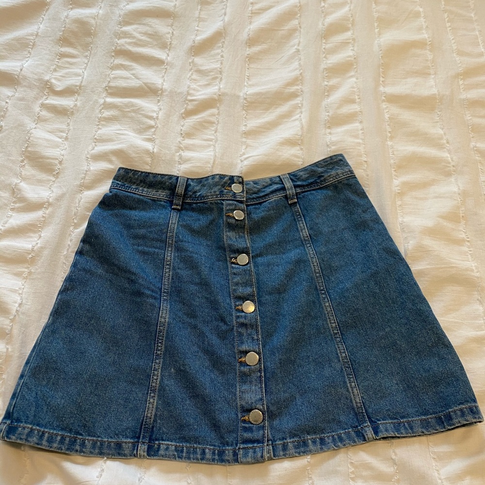 High waisted jean skirt.
